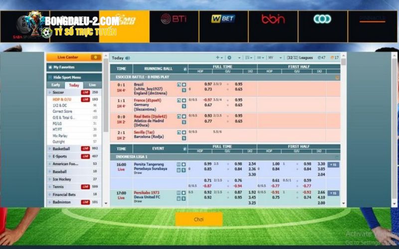 Tỷ lệ kèo nhà cái Bet88 hấp dẫn và đa dạng môn thể thao, từ bóng đá đến e-sports
